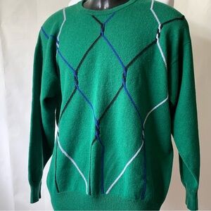 Vintage 90’s PRINGLE SPORT Nick Faldo Green  Sweater Embroidered GOLFER Large